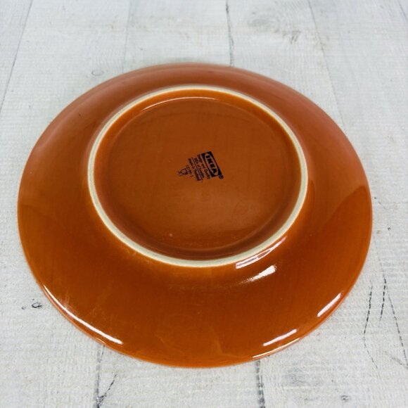Ikea of Sweden 15199 BURNT ORANGE Stoneware Round Salad Lunch Plates Set of 3 - Picture 5 of 14